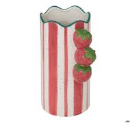 Atmosphera – Vase Fruity rayé en dolomite Rouge et blanc (Fraise) 15x11x23,5 cm