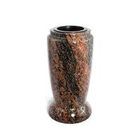Vase funéraire en granit véritable Aurora India - Hauteur : 23 cm - Diamètre : 12 cm - Décoration funéraire - Résistant aux intempéries et au gel - Avec insert en plastique