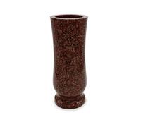 Vase funéraire en résine imitation granit - Vanga - Rouge - Hauteur : 20 cm - Diamètre : 10 cm - Élégant vase de cimetière résistant aux intempéries et au gel - Avec insert en plastique - Élégante