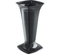 KADAX Vase Funéraire avec Socle en Plastique pour Cimetière - Décoration pour Pierre Tombale, Fleurs sur Pied (Graphite/Haute)
