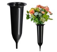 Vase funéraire KADAX, Vase en Plastique, à Fleurs, en Plastique pour Fleurs, de cimetière résistant aux intempéries, enfichable antigel pour Tombe (10cm, avec Piquet, Noir)