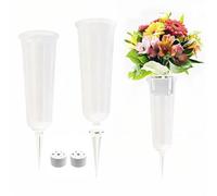 Vase Funeraire Pour Cimetière, Blanc Amovible Vases Funéraires En Plastique | 2PCS Amovible Vase Cimetiere, Vase De Cimetière Avec Pointe En Terre, Décoration De Tombe
