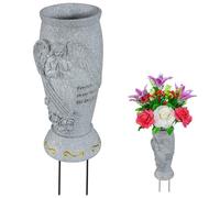 Vase funéraire pour cimetière, Vase funéraire avec piquets, Ange pour Fleurs artificielles, Support de Fleurs pour Tombe pour Pierre tombale de cimetière (1 pièce)