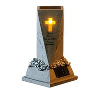 Vase Funéraire Solaire avec LED pour Cimetière Décoration en Résine | Vase à Fleurs pour Cimetière pour Proches, , Jardin, Pelouse, Cour Extérieur