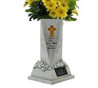 Vase Funéraire Solaire avec LED pour Cimetière - Statue Résine Imperméable avec Lumineuse LED,Porte-Bouquets Funéraire - pour Proches, Amis, Jardin, Pelouse, Cour Extérieur