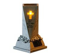 Vase funéraire solaire avec LED sculpture en résine imperméable avec | Pot de fleurs pour tombe, jardin, pelouse, cour extérieure