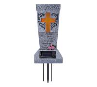 Vase funéraire Solaire avec LED - Vases décoratifs en Pierre tombale - Lampe Solaire avec Pointes pour Tombe, Jardin, Cour, cimetière extérieur
