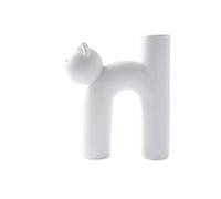 Vase GéOméTrique Vase décoratif sur Le thème du Chat au Design Minimaliste, 1 pièce, adapté au Salon, au Bureau, à la décoration de Mariage et de fête(White)