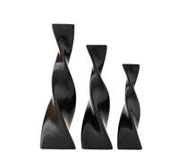 Vase GéOméTrique Vase en céramique d'art de Style 3 pièces/Ensemble, Ornement créatif Simple, Arrangement de Fleurs séchées, décoration de Salon et de Maison(Black Set)
