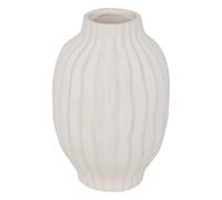 Vase Haut strié en céramique texturée Blanc Mat D. 15 x H. 22 cm - Atmosphera