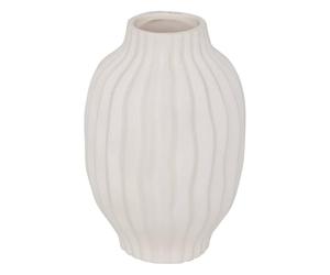Vase Haut strié en céramique texturée Blanc Mat D. 15 x H. 22 cm - Atmosphera