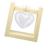 Vase Hydroponique en Verre avec Support Bois, Forme Cœur Déco Maison | Plantes d'Intérieur, Bureau ou Mariage Design Vintage Élégant et Surface Lisse