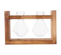 Vase Hydroponique Géométrique en Verre et Bois, Style nordique | Conteneur Transparent, Format Compact et Stable, pour Fleurs ou Boutures de Monstera, à Poser