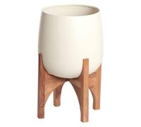 Vase Light & Living KARUNA sur pied en bois et mat crème – Ø36x50 cm