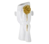 Vase Mauro Ferretti Face C/Fiore Blanc 14x13x27 cm