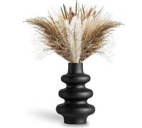 Vase moderne en céramique | Haut en céramique ondulé | Vase rond noir pour herbe de la pampa | Décoration d'intérieur bohème | Mariage - Table à manger - Salon - Bureau et chambre