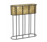 Support À Plantes Ovale Or Et Noir - Support À Plantes En Métal Sculpté Avec Socle En Métal Noir, 60 X 20 X 70 Cm - Style Glamour - Parent 940
