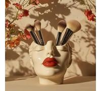 Vase pour femme avec motif de buste féministe bohème, porte-pinceaux de maquillage minimaliste, vase esthétique pour la maison, la table, l'étagère, le bureau (B)