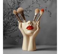 Vase pour femme avec motif de buste féministe bohème, porte-pinceaux de maquillage minimaliste, vase esthétique pour la maison, la table, l'étagère, le bureau (A)
