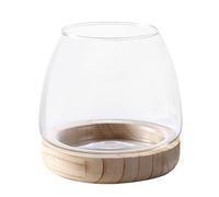 Vase pour | Vase bocal à poisson en verre transparent avec support en bois | Aquarium écologique, pièce maîtresse de vase à fleurs, bol en verre décoratif pour la décoration d'intérieur d'événement de m