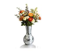 Vase Relaxdays Disco, effet miroir, HxD 28x14 cm, vase mosaïque rond, déco table, scintillant, argenté