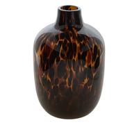 Atmosphera - Vase Décoratif Roen Ambre, Motif Léopard, D 17 x H 25,5 cm, Verre - pour Salon, Entrée, Chambre