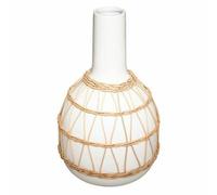 Créateur d'intérieur - Vase Design en Céramique "Rotin" 28cm Blanc