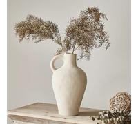 Vase Rustique en céramique - Décoration de Ferme : Vase pichet Beige avec poignée - Vases à Fleurs Vintage en Terre Cuite - Pot en céramique Mate - Décoration d'intérieur pour étagère, cheminée,