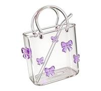 Vase Sac à Main en Verre,720 millilitres La Tasse Esthétique Décoration Maison | Vase en forme de pochette à fleurs | Pour Mariage Fête Centre de Table pour Salle Fleurs Vin Cocktail Jus Boisson