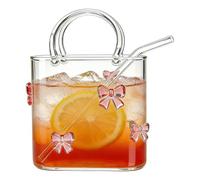 Vase Sac à Main en Verre, Tasse Transparente Mignonne Décoration Maison, Vase en forme de pochette à fleurs, pour les Boissons, Jus, Cocktails, Fleurs, Centres de Table pour Pièces et Salles, Mariage