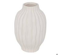 Atmosphera – Vase Fernan – Céramique striée H22 cm – Blanc