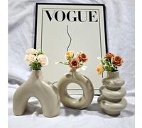 Vase style bohème simple en forme de donut, calebasse circulaire, design géométrique, décoration de vase, salon haut de gamme, entrée, meuble TV, décoration créative pour la maison, décoration de bure