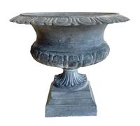 Vase Vasque Chambord Jardinière de Pilier Pot de Fleur Décoratif en Fonte Grise 27,5x31x31cm