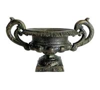 Vase Vasque Chambord Jardinière de Pilier Pot de Fleur Décoratif en Fonte Verte 14,5x16,5x26cm