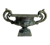 Vase Vasque Chambord Jardinière de Pilier Pot de Fleur Décoratif en Fonte Verte 17,5x20,5x30cm