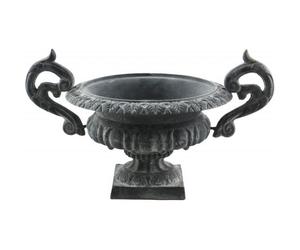 Vase Vasque Chambord Jardinière de Pilier Pot de Fleur en Fonte Grise 29x32,5x47cm