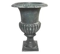 Vase Vasque Jardinière en Fonte Grise Style Médicis Pot de Fleur en Fonte Patinée Grise 15x15x20cm