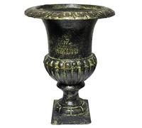 Vase Vasque Jardinière en Fonte Vert Style Médicis Pot de Fleur en Fonte Patinée Verte 15x15x20cm