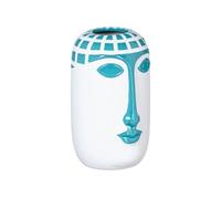 Vase Visage en céramique Blanc et Bleu