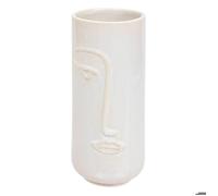 Atmosphera – Vase visage sculpté Soleya – Céramique blanc D 11 x H 25 cm – Style scandinave