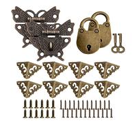 Vasemele Loquet Verrous Vintage 2 Pièces Antique Papillon Fermoir Serrure à Boucle Rétro Moraillon Loquet en Forme de Papillon et Coin Vintage Protecteur Mini Cadenas
