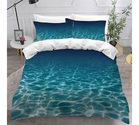 VASENA Housse de Couette 140x200 Enfant Océan Bleu Parure de Lit 1 Personne Microfibre Housse de Couette Mer Océan 3D Imprimé Literie Set 3 Pièces avec Fermeture Éclair