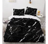 VASENA Housse de Couette 220x240 Ado Adulte Parure de Lit Marbre Noir Et Blanc Housse de Couette en Microfibre Hypoallergique Ensemble de Literie avec 2 Taies d'oreiller