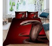 VASENA Housse de Couette 220x240 Ado Adulte Parure de Lit Serpent Rouge Serpent Housse de Couette en Microfibre Hypoallergique Ensemble de Literie avec 2 Taies d'oreiller
