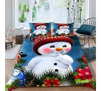 VASENA Housse de Couette 240×260 Doux Microfibre Housse Couette Bonhomme De Neige Paysage d'hiver Parure de Lit 2 Personnes Qualité Supérieure Housse de Couette avec Fermeture Eclair
