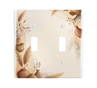 Vases - Double plaque de protection pour interrupteur - Tiges d'herbe de la pampa naturelle - En plastique beige - Taille standard - Pour nouvel appartement, maison, chambre à coucher, bureau