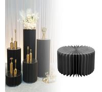 Vases en Carton de Mariage,Supports de Fleurs cylindriques Pliables en Carton,Colonne cylindrique en Papier,Support Fleur Mariage 20/40/60/80/100 cm Vase Centre de Table - 1 pièce(Noir,H 20cm)