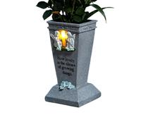 Vases pour cimetière pour tombe résistant à l'eau en résine LED | Vase solaire décoratif pour tombe pour jardin, cour, pelouse, chemin, cimetière, funéraire, maman, grand-mère, famille