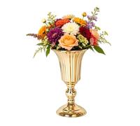 Vases trompette en métal élégant de 27,4 cm de haut - Centre de table doré pour anniversaire, mariage, salon, tables à manger, armoires, surfaces d'hôtel,