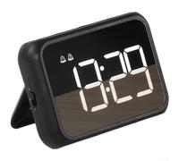 Vasiumic Alarme numérique LED de chevet, grand écran de chevet, 3 niveaux, fonction répétition, calendrier, USB, horloge rechargeable 600 mAh, blanc